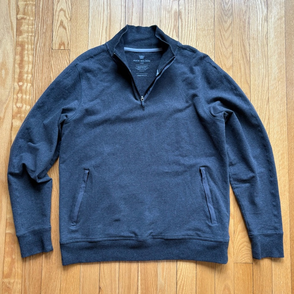 Mack Weldon Men’s Atlas 1/4 Quarter-Zip Pullover Large Gray Solid